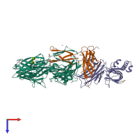 Hetero tetrameric assembly 1 of PDB entry 2qki coloured by chemically distinct molecules, top view.