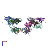 PDB entry 2qkk coloured by chain, top view.