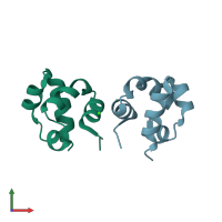 PDB entry 2qkq coloured by chain, front view.