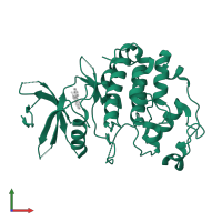 Protein kinase domain-containing protein in PDB entry 2qkr, assembly 1, front view.