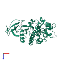 Protein kinase domain-containing protein in PDB entry 2qkr, assembly 1, top view.