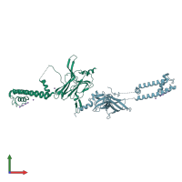 PDB entry 2qks coloured by chain, front view.