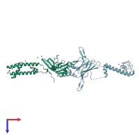 PDB entry 2qks coloured by chain, top view.