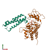 PDB entry 2qkw coloured by chain, front view.