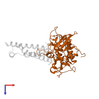 Protein kinase domain-containing protein in PDB entry 2qkw, assembly 1, top view.