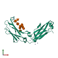 PDB entry 2ql1 coloured by chain, front view.