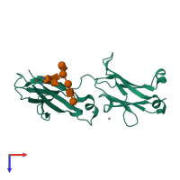 PDB entry 2ql1 coloured by chain, top view.