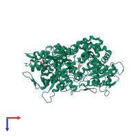 PDB entry 2qll coloured by chain, top view.