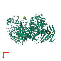 PDB entry 2qly coloured by chain, top view.