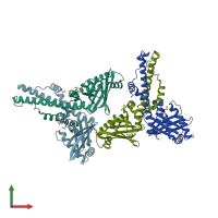 PDB entry 2qm4 coloured by chain, front view.