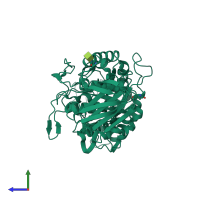 PDB entry 2qmk coloured by chain, side view.