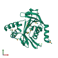 PDB entry 2qml coloured by chain, front view.