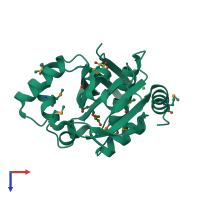 PDB entry 2qml coloured by chain, top view.