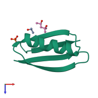 PDB entry 2qmt coloured by chain, top view.