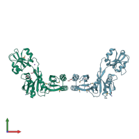 PDB entry 2qmw coloured by chain, front view.