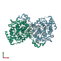 PDB entry 2qne coloured by chain, front view.