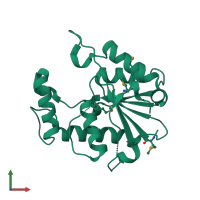 PDB entry 2qni coloured by chain, front view.