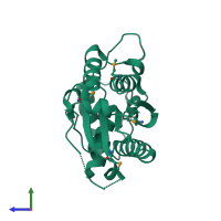 PDB entry 2qni coloured by chain, side view.