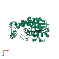 PDB entry 2qni coloured by chain, top view.
