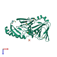 PDB entry 2qnk coloured by chain, top view.