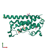 PDB entry 2qnl coloured by chain, front view.