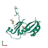 PDB entry 2qnt coloured by chain, front view.