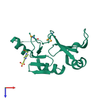 PDB entry 2qnt coloured by chain, top view.