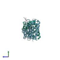 PDB entry 2qnu coloured by chain, side view.