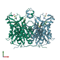 PDB entry 2qnz coloured by chain, front view.