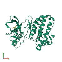 PDB entry 2qo2 coloured by chain, front view.