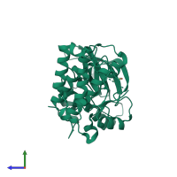 PDB 2qo2 coloured by chain and viewed from the side.