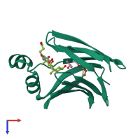 PDB entry 2qo4 coloured by chain, top view.