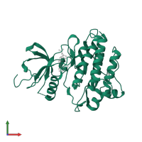 Tyrosine-protein kinase ABL1 in PDB entry 2qoh, assembly 1, front view.