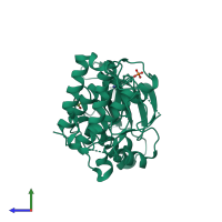 PDB entry 2qon coloured by chain, side view.