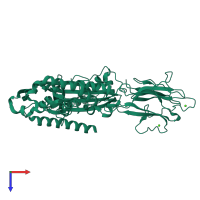 PDB entry 2qp2 coloured by chain, top view.