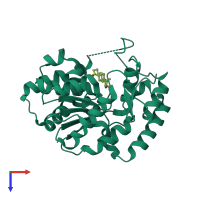 PDB entry 2qp3 coloured by chain, top view.