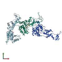 PDB entry 2qpa coloured by chain, front view.