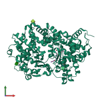 PDB entry 2qpj coloured by chain, front view.