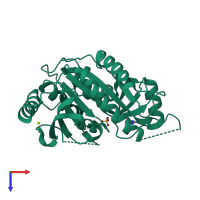 PDB entry 2qpl coloured by chain, top view.