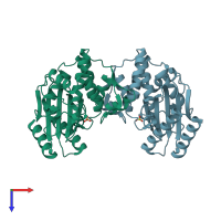 PDB entry 2qpn coloured by chain, top view.