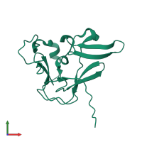 PDB entry 2qpw coloured by chain, front view.