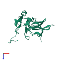 PDB entry 2qpw coloured by chain, top view.