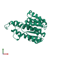 PDB entry 2qq5 coloured by chain, front view.