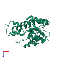 PDB entry 2qq5 coloured by chain, top view.
