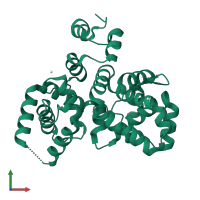 PDB entry 2qq8 coloured by chain, front view.