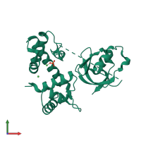 PDB entry 2qqa coloured by chain, front view.