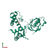 PDB entry 2qqb coloured by chain, front view.