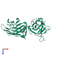 PDB entry 2qqi coloured by chain, top view.