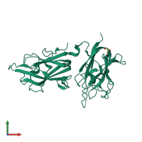 PDB entry 2qqj coloured by chain, front view.