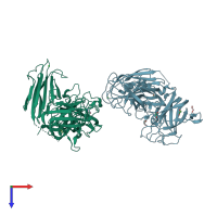 PDB entry 2qqo coloured by chain, top view.